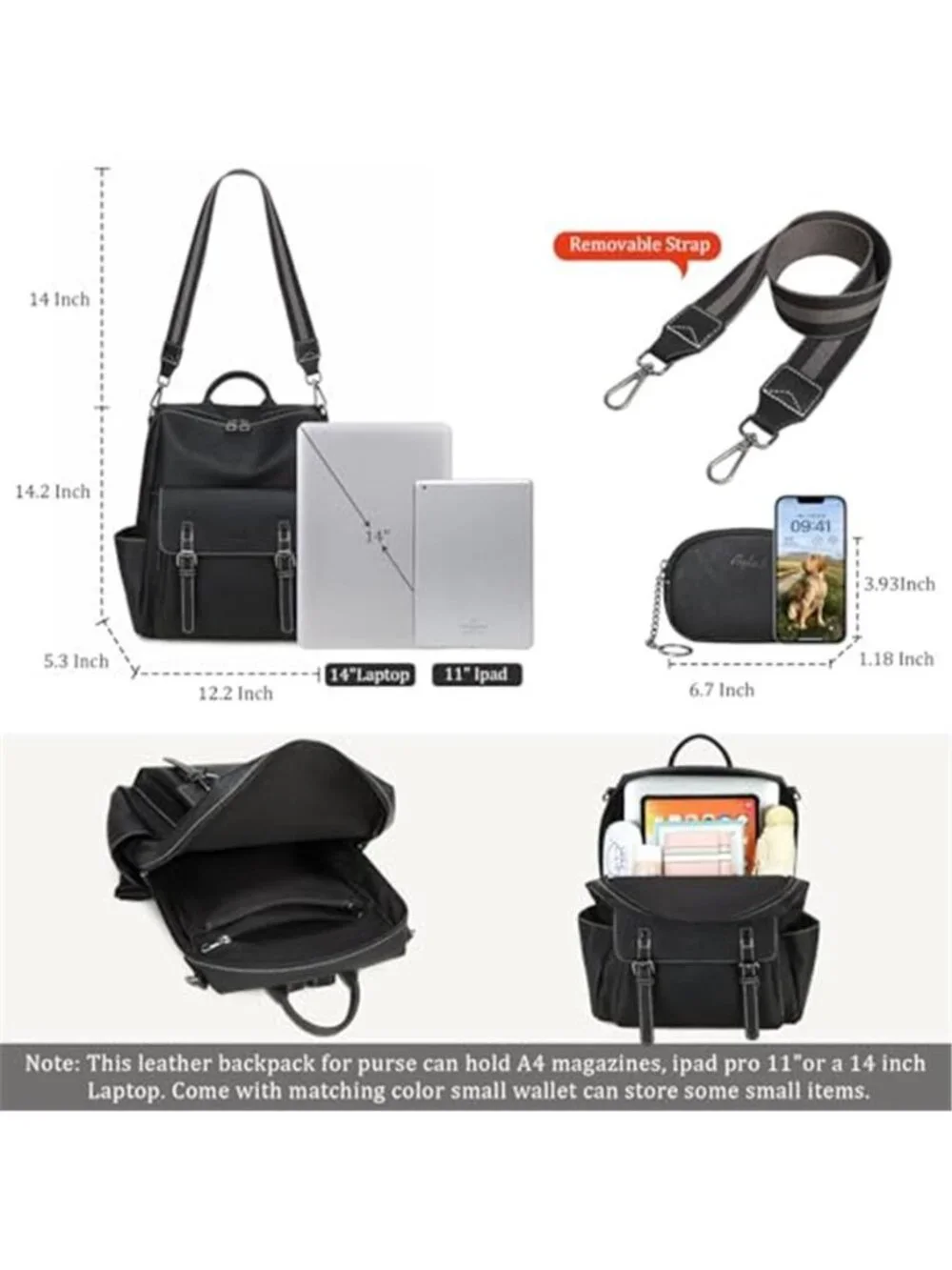 Womens Vegan Leather Backpack Purse Convertible Shoulder Bag Laptop Travel Bag